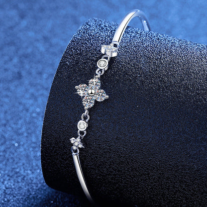 [Royal&Vicky]CLOVER & TWIN-STAR MOISSANITE BRACELET
