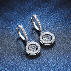 [Royal&Vicky]DANCING MOISSANITE HALO DROP HOOP EARRINGS