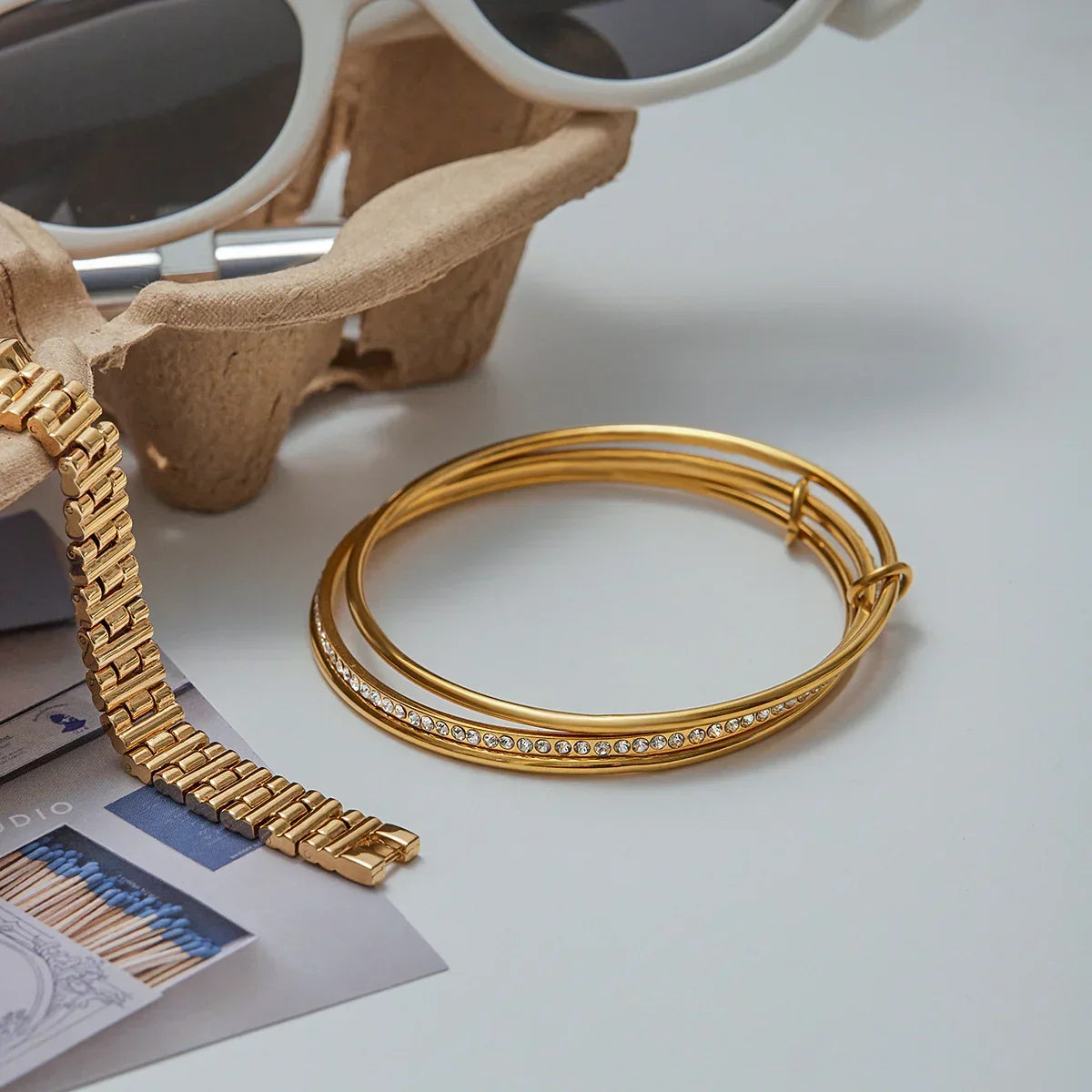 [Royal&Vicky]Quinley Stacked Diamond Bracelet
