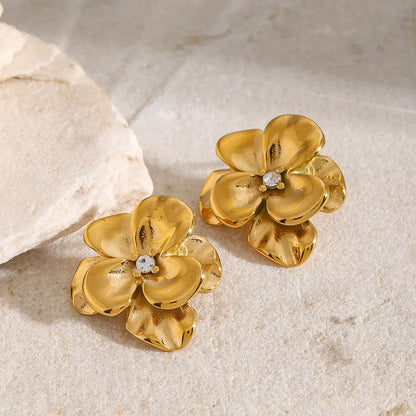 [Royal&Vicky]Ainsley florale Goldohrringe