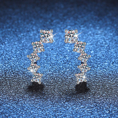 [Royal&Vicky]SPARKLING SMILE ARC MOISSANITE STUD EARRINGS