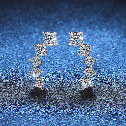 [Royal&Vicky]SPARKLING SMILE ARC MOISSANITE STUD EARRINGS