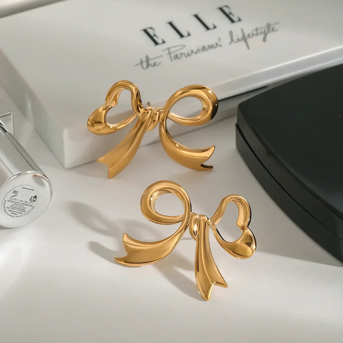 [Royal&Vicky]Carissa Gold Bowtie Earrings