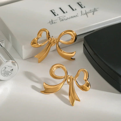 [Royal&Vicky]Carissa Gold Bowtie Earrings