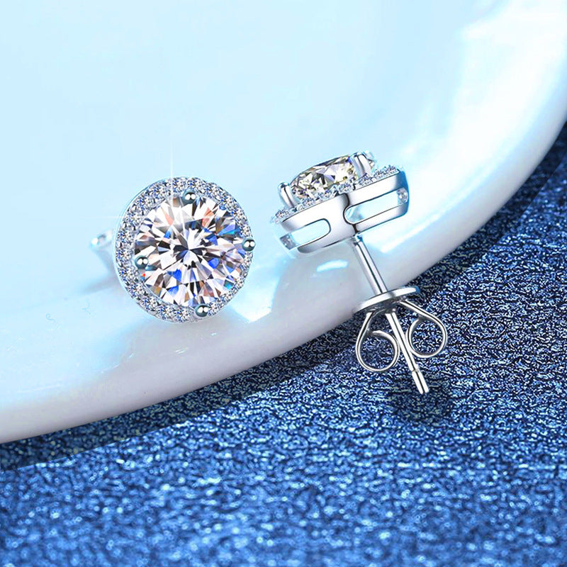 [Royal&Vicky]CLASSIC 4-PRONG ROUND MOISSANITE STUD EARRINGS