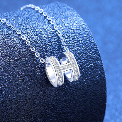 [Royal&Vicky]FULL-PAVE "H" MOISSANITE PENDANT NECKLACE