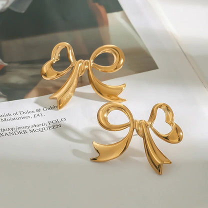 [Royal&Vicky]Carissa Gold Bowtie Earrings