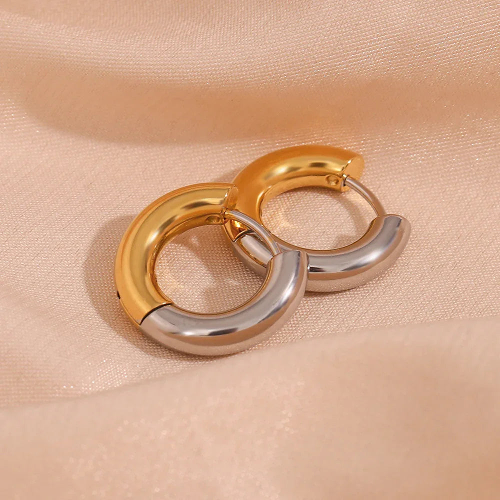[Royal&Vicky]Ingrid Two Tone Hoop Earring