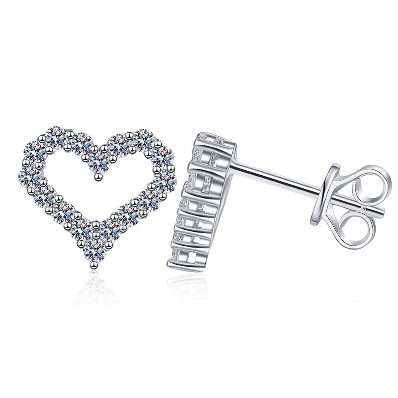 [Royal&Vicky]SPARKLING HEART-SHAPED MOISSANITE STUD EARRINGS
