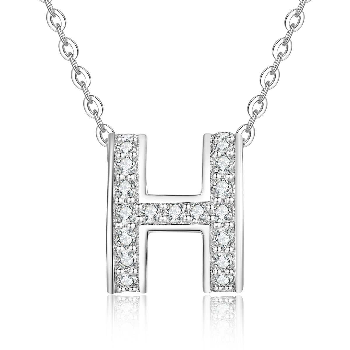 [Royal&Vicky]FULL-PAVE "H" MOISSANITE PENDANT NECKLACE
