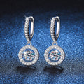 [Royal&Vicky]DANCING MOISSANITE HALO DROP HOOP EARRINGS