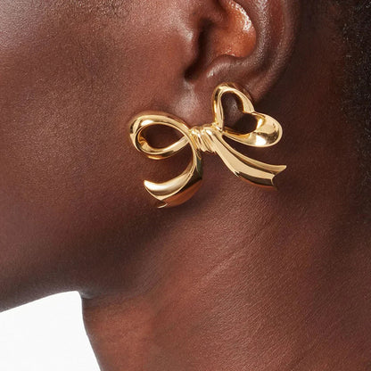 [Royal&Vicky]Carissa Gold Bowtie Earrings