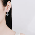 [Royal&Vicky]DANCING MOISSANITE HALO DROP HOOP EARRINGS