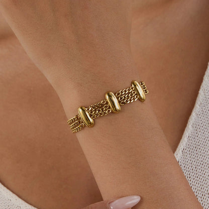 [Royal&Vicky]Kathleen Layered Chain Gold Bracelet