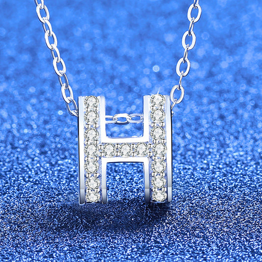 [Royal&Vicky]FULL-PAVE "H" MOISSANITE PENDANT NECKLACE