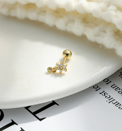 [Royal&Vicky]Roxanne Runde Ohrstecker mit Diamanten auf der Rückseite