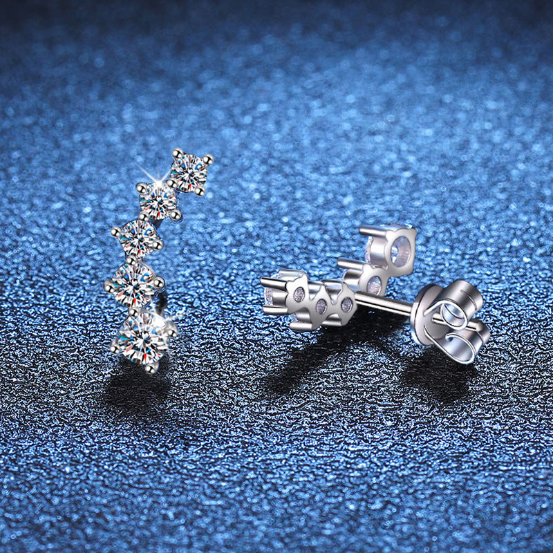 [Royal&Vicky]SPARKLING SMILE ARC MOISSANITE STUD EARRINGS
