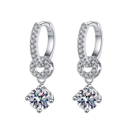 [Royal&Vicky]INTERLOCKING DOUBLE RING MOISSANITE DROP EARRINGS