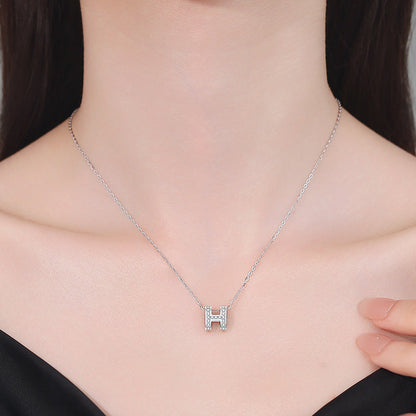 [Royal&Vicky]FULL-PAVE "H" MOISSANITE PENDANT NECKLACE