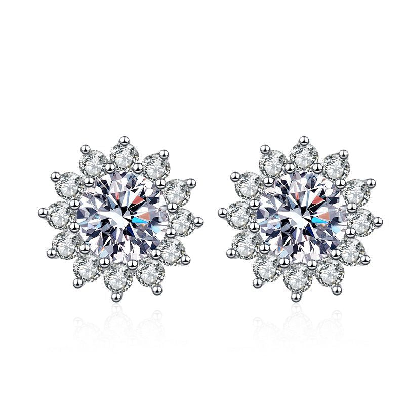 [Royal&Vicky]BLOOMING SUNFLOWER MOISSANITE STUD EARRINGS