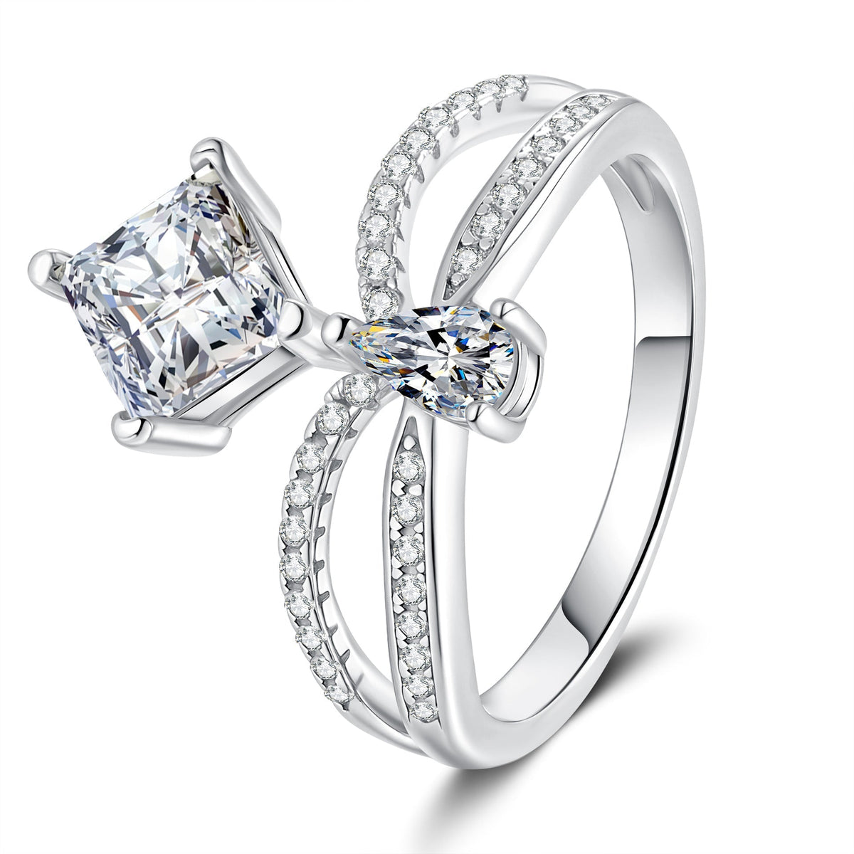 [Royal&Vicky]ELEGANT DOUBLE-TWISTED MOISSANITE RING