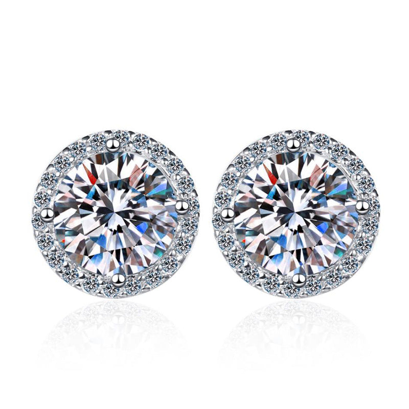 [Royal&Vicky]CLASSIC 4-PRONG ROUND MOISSANITE STUD EARRINGS