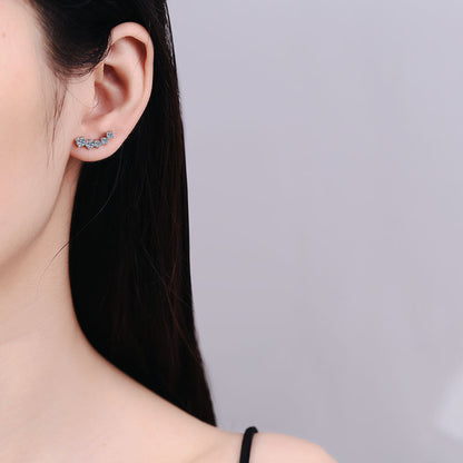 [Royal&Vicky]SPARKLING SMILE ARC MOISSANITE STUD EARRINGS