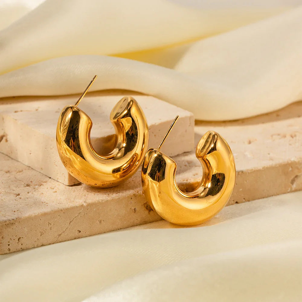 {"[Royal&Vicky]Natalia Chunky Gold Hoops"}