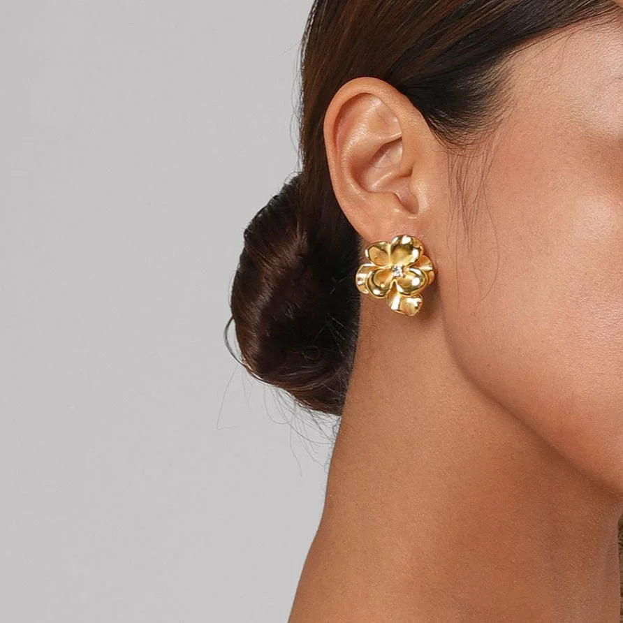 [Royal&Vicky]Ainsley florale Goldohrringe