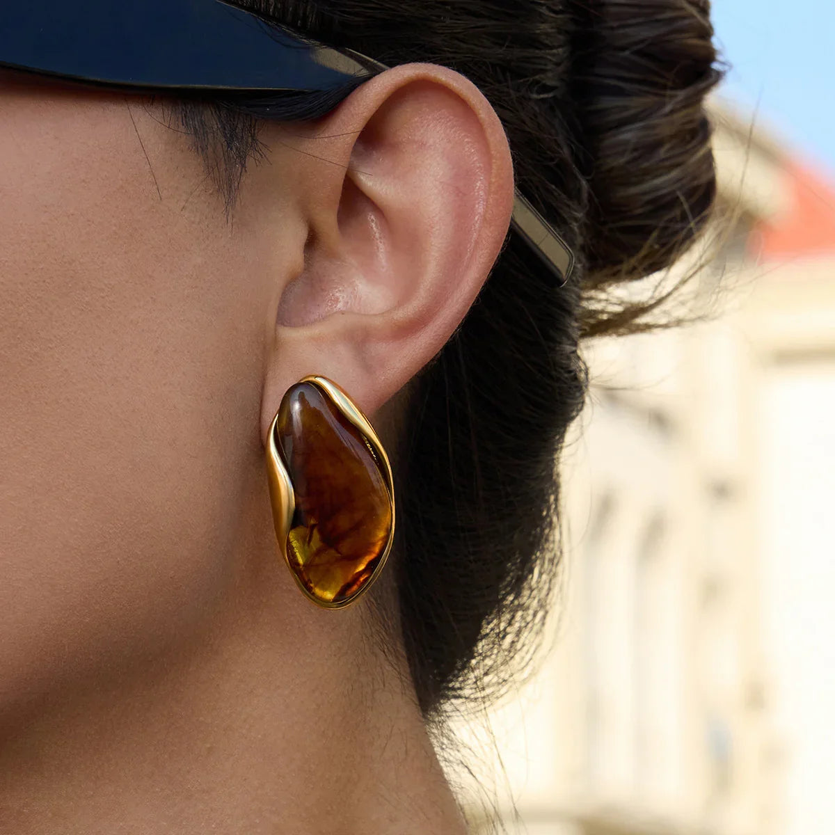 [Royal&Vicky]Amelise Ohrringe mit poliertem Edelstein
