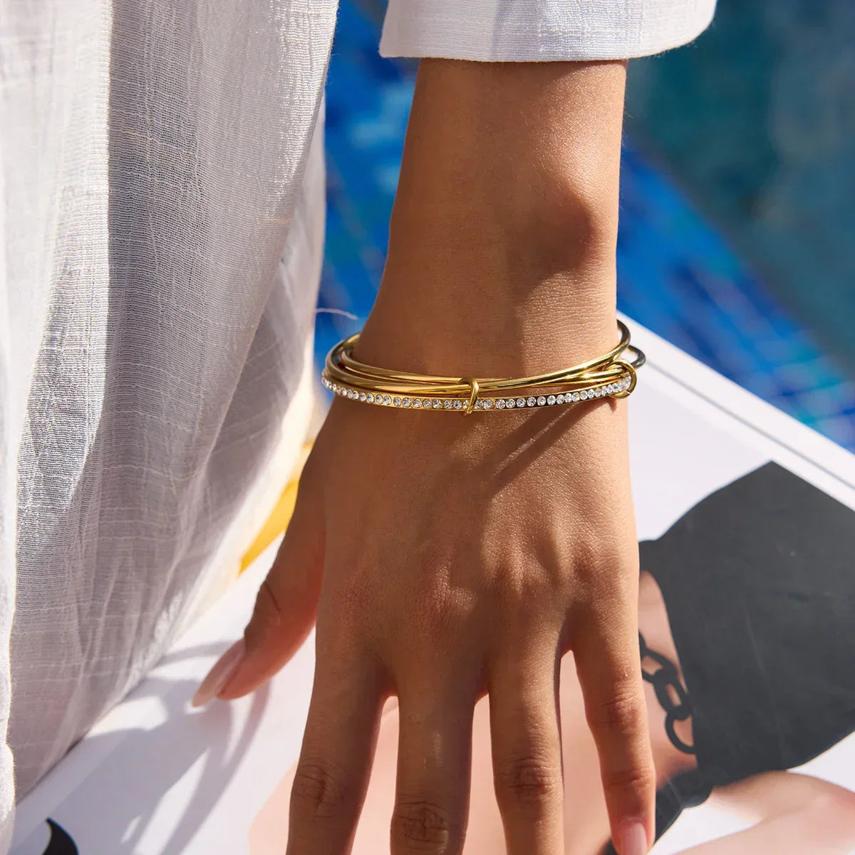 [Royal&Vicky]Quinley Stacked Diamond Bracelet