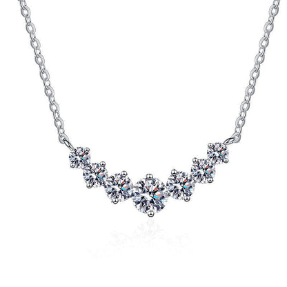 [[Royal&Vicky]MINIMALIST CURVED SMILE MOISSANITE NECKLACE