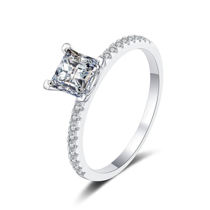 [Royal&Vicky]ELEGANT PRINCESS CUT MOISSANITE ENGAGEMENT RING