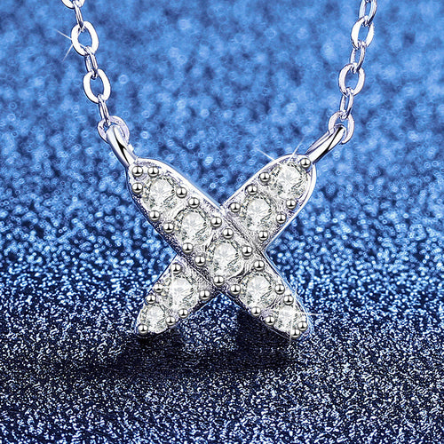 [Royal&Vicky]MODERN X-SHAPE PAVÉ MOISSANITE NECKLACE