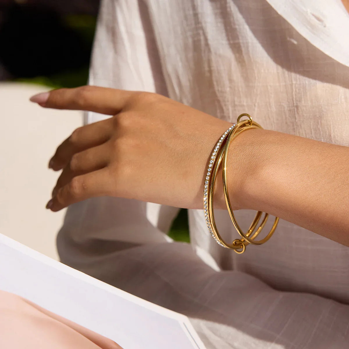 [Royal&Vicky]Quinley Stacked Diamond Bracelet
