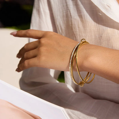 [Royal&Vicky]Quinley Stacked Diamond Bracelet