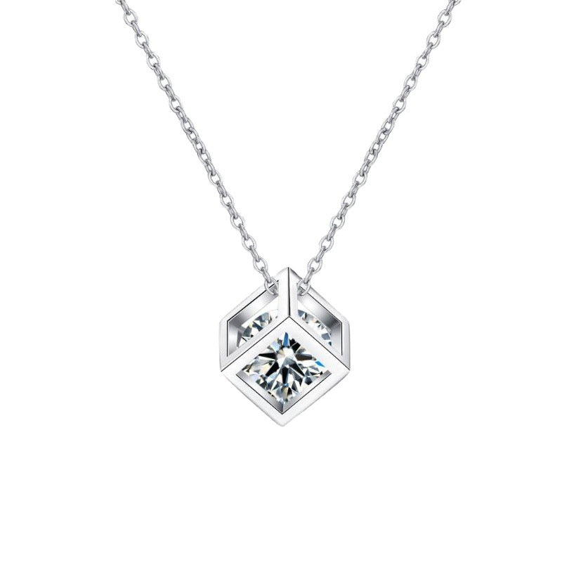 [Royal&Vicky]GEOMETRIC SUGAR-CUBE MOISSANITE NECKLACE