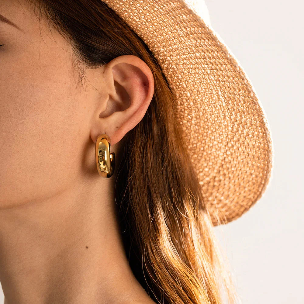 {"[Royal&Vicky]Natalia Chunky Gold Hoops"}