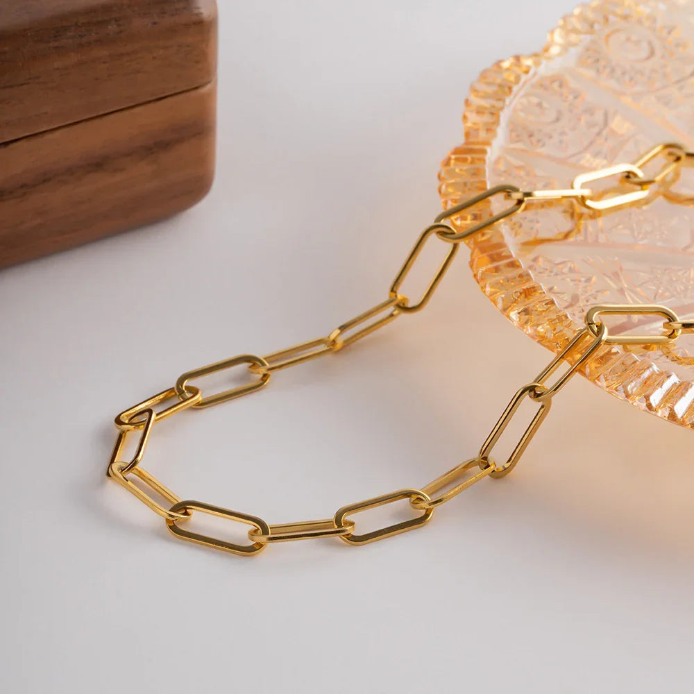 [Royal&Vicky]Ria Gold Paperclip-Kettenhalskette