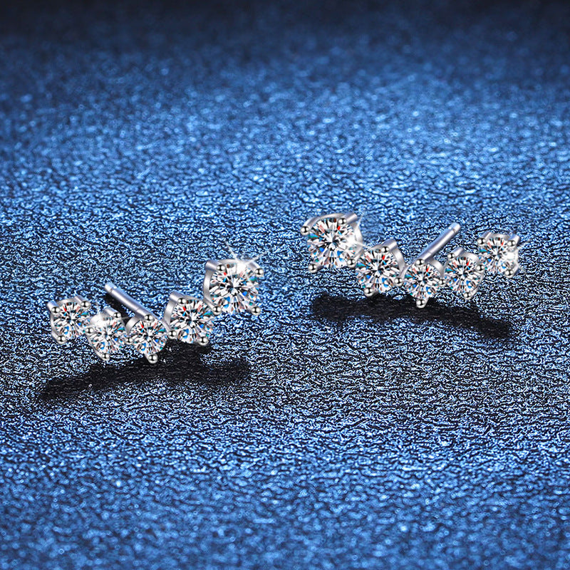 [Royal&Vicky]SPARKLING SMILE ARC MOISSANITE STUD EARRINGS