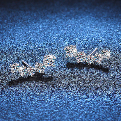 [Royal&Vicky]SPARKLING SMILE ARC MOISSANITE STUD EARRINGS