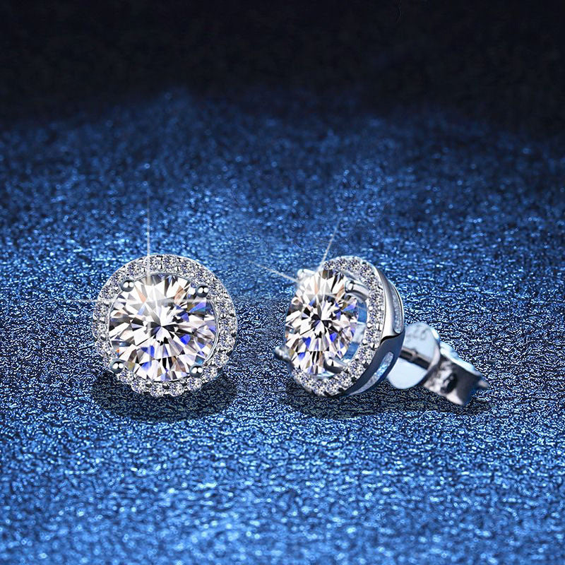 [Royal&Vicky]CLASSIC 4-PRONG ROUND MOISSANITE STUD EARRINGS
