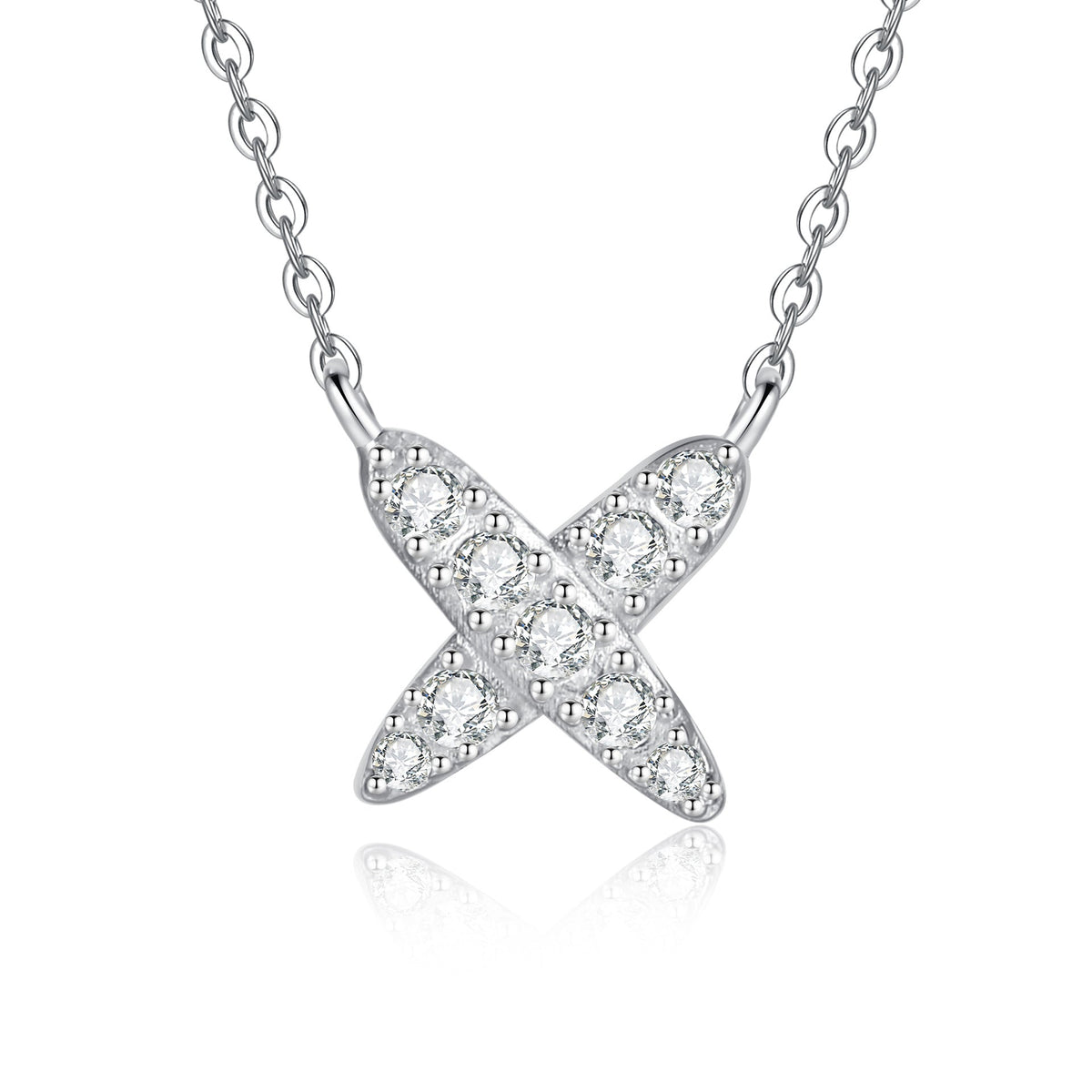 [Royal&Vicky]MODERN X-SHAPE PAVÉ MOISSANITE NECKLACE