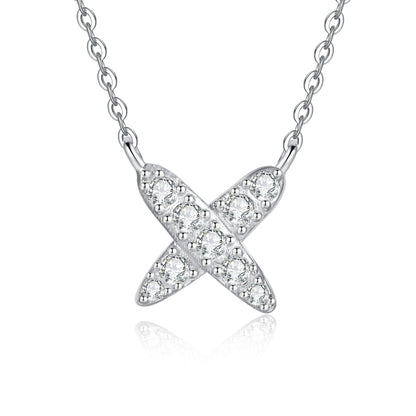 [Royal&Vicky]MODERN X-SHAPE PAVÉ MOISSANITE NECKLACE