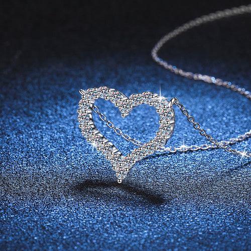 [Royal&Vicky]ROMANTIC HEART MOISSANITE PENDANT NECKLACE
