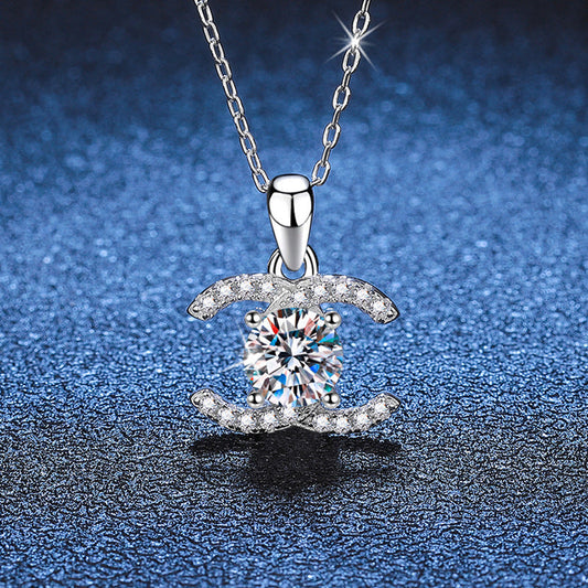 [Royal&Vicky]CLASSIC INTERLOCKING MOISSANITE PENDANT NECKLACE