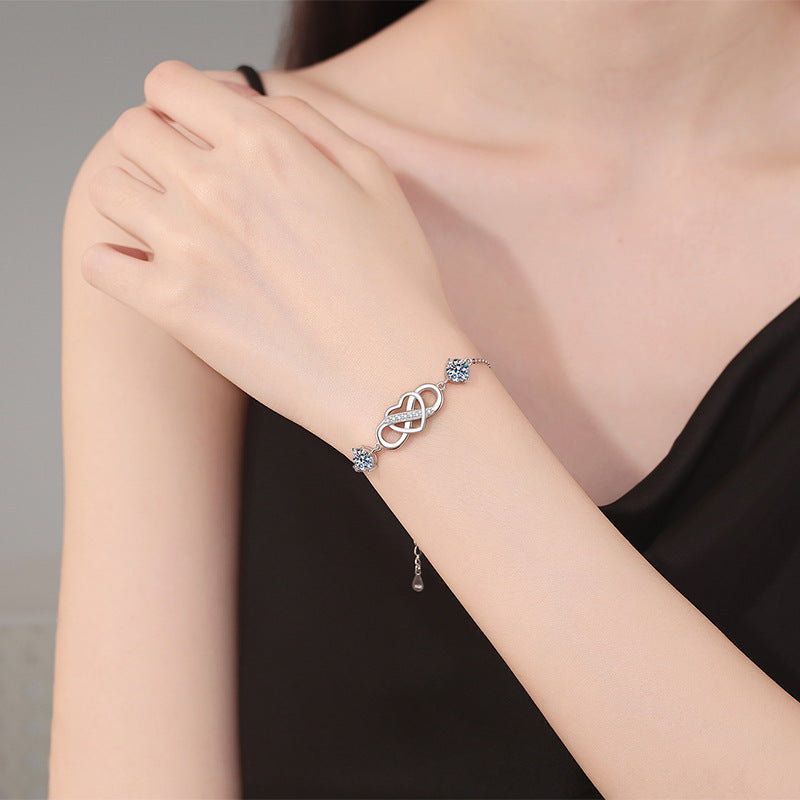 [Royal&Vicky]DOUBLE-STONE "LOVE LINK" MOISSANITE BRACELET