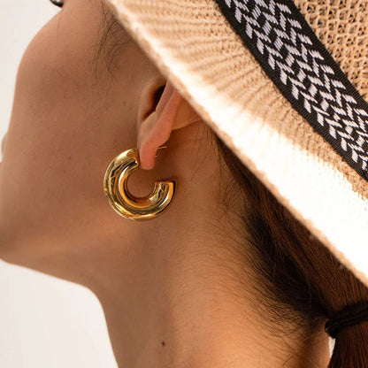 {"[Royal&Vicky]Natalia Chunky Gold Hoops"}