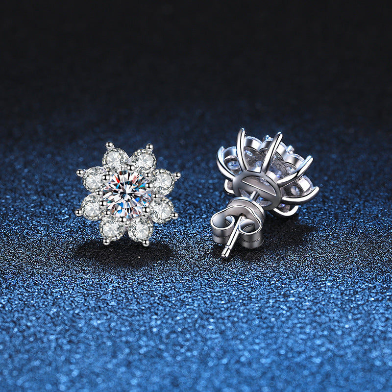 [Royal&Vicky]RADIANT SUNFLOWER MOISSANITE STUD EARRINGS