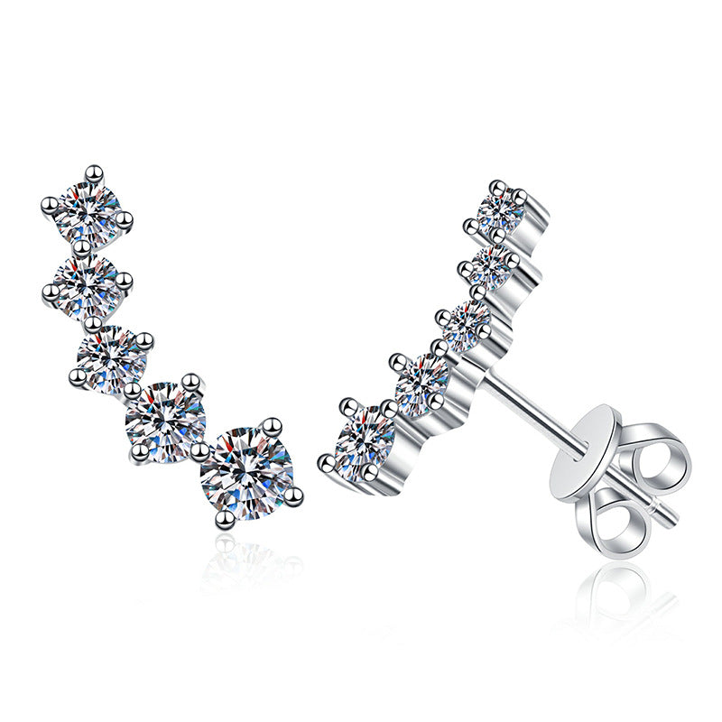 [Royal&Vicky]SPARKLING SMILE ARC MOISSANITE STUD EARRINGS